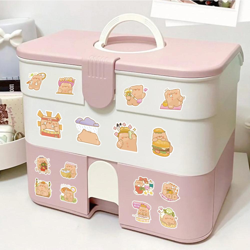 Sticker GẤU XỐP CHIBI hoạt hình trang trí mũ bảo hiểm,guitar,ukulele,điện thoại,sổ tay,laptop-mẫu S144
