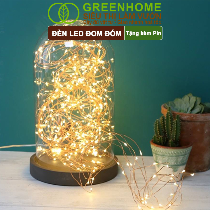 Dây Đèn Led Trang Trí Greenhome, Fairy Lights, Đom Đóm 1 Mét, 3 Chế Độ Sáng, Tặng Kèm Pin, Chịu Nước, Decor, Chụp Hình