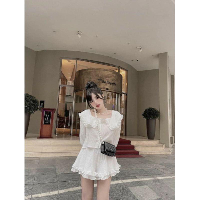 CẢ SET XINH SẮN Sét bộ xốp cộc cổ bẻ xinh xắn hàng hottrend