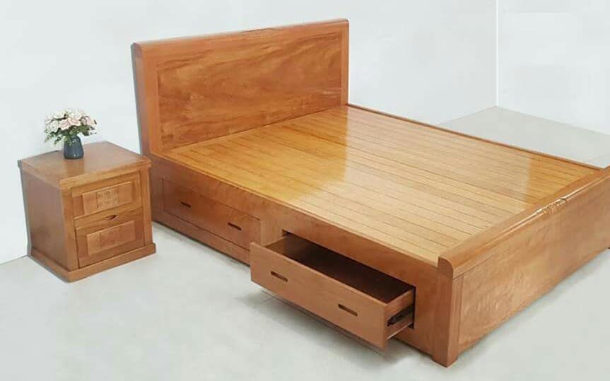 Tủ Kệ (Táp) Đầu Giường Đẹp gỗ xoan sồi tự nhiên 2 ngăn kéo rộng 40x cao60