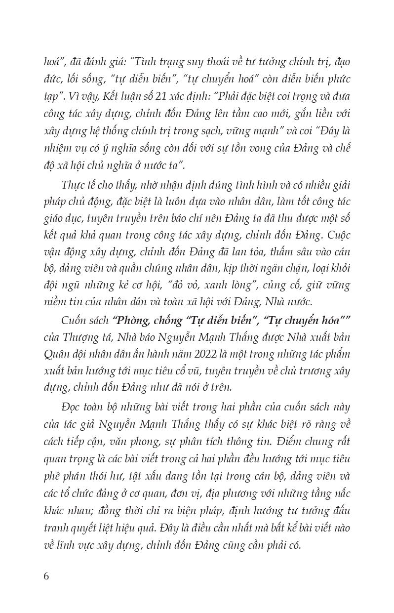 Phòng, Chống "Tự Chuyển Biến", "Tự Chuyển Hóa"