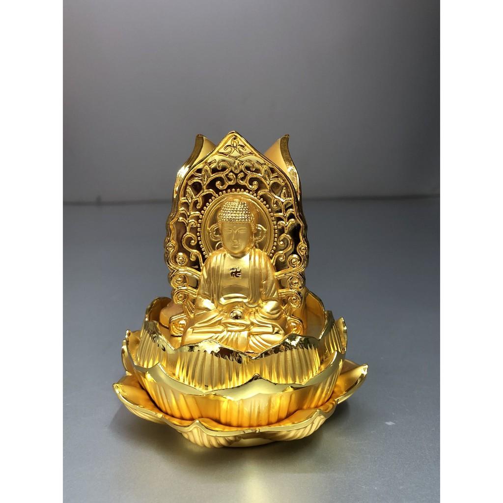 TƯỢNG ĐỂ Ô TÔ CÓ 3 TƯỢNG PHẬT NGỒI ĐẾ SEN VÀNG TM121361