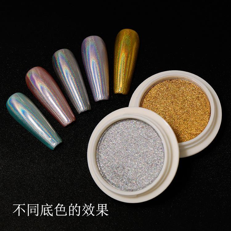 Tráng Gương Cầu Vồng Dạng Nén 2 Màu Vàng Bạc, Dung Tích 0.5g, Siêu Mịn, Bám Chặt Móng, Dễ Sử Dụng Cho Thợ Làm Nail Sơn Gel