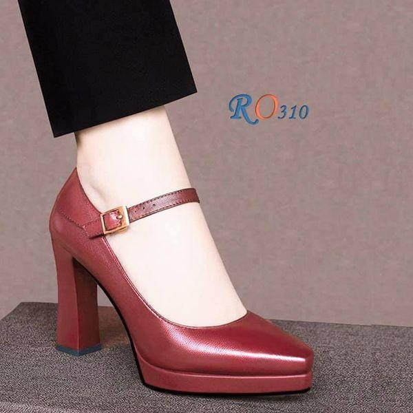Giày sandal gót trụ da thật cao cấp ROSATA RO310 cao 8.5p mũi nhọn - đen, đỏ - HÀNG VIỆT NAM - BKSTORE