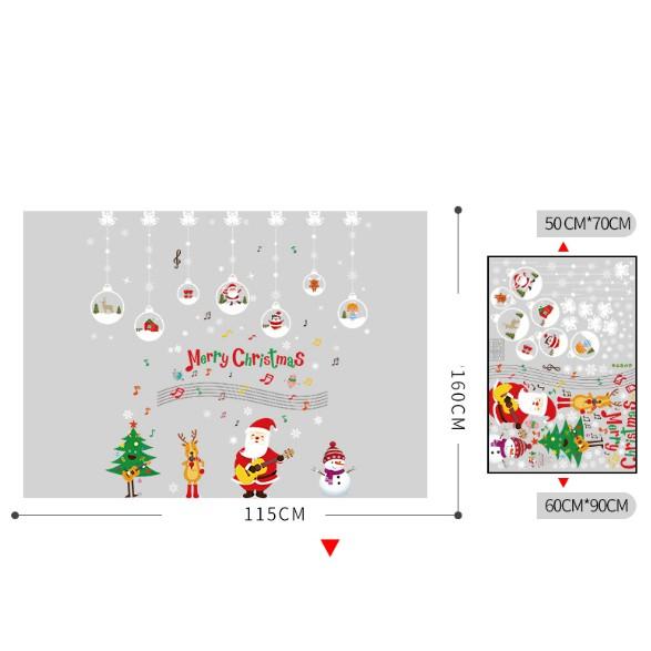 COMBO DECAL DÁN TƯỜNG NOEL - Rèm Pha Lê kết hợp Noel bản nhạc