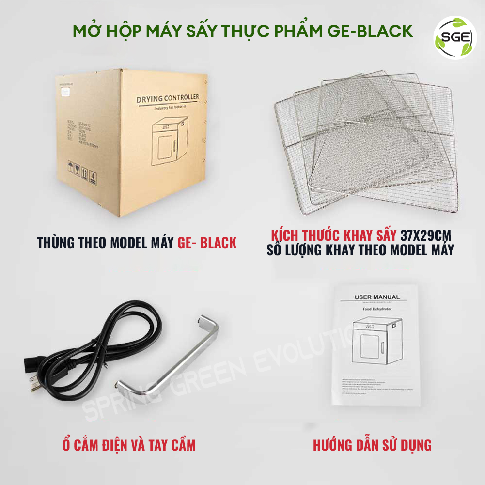 Máy Sấy Thực Phẩm Thế Hệ Mới GE Black 32 khay - Hàng Thailand chính hãng