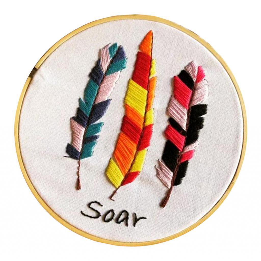 Embroidery Starter Kit Full Range of Stamped Cross Stitch Kits for Beginner with Embroidery Cloth Pattern, Embroidery Hoop, Color Threads, Tools Kit