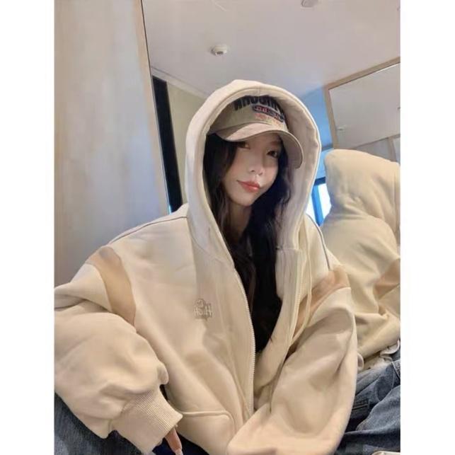 FREESHIP áo khoác nỉ nữ dây kéo from rộng chất vải nỉ ngoại dày mịn KG FASHION