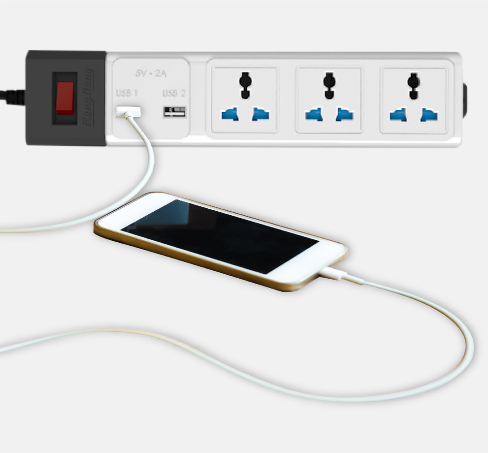 Ổ cắm đa năng USB Rạng Đông dài 3m Model: OC02.USB 3C/3M/10A