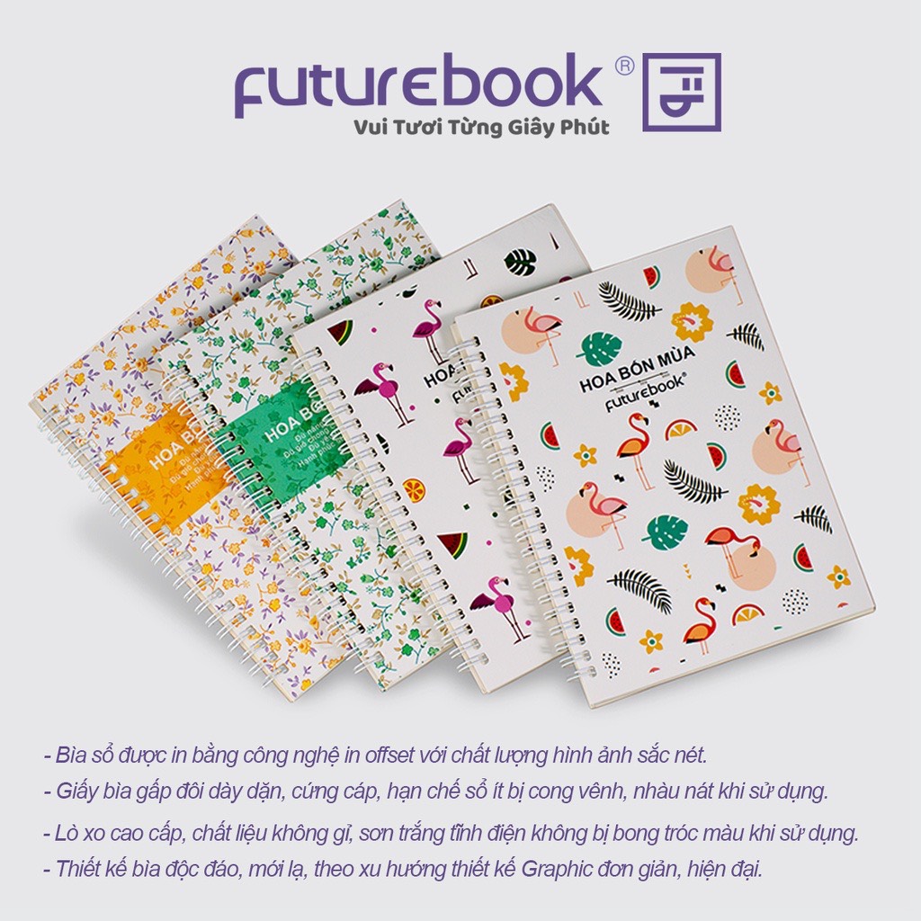 FUTUREBOOK-Sổ Lò Xo Hoa Bốn Mùa A5 - 160 Trang – Định Lượng 80Gsm – Kẻ Ngang. Mã Sản Phẩm A5LX5