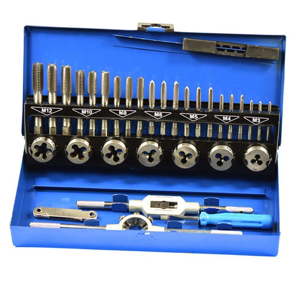 Tap And Die Set HSS Metric Cut Hand Tool Tool Bit Set Engineer Kit W/ Case