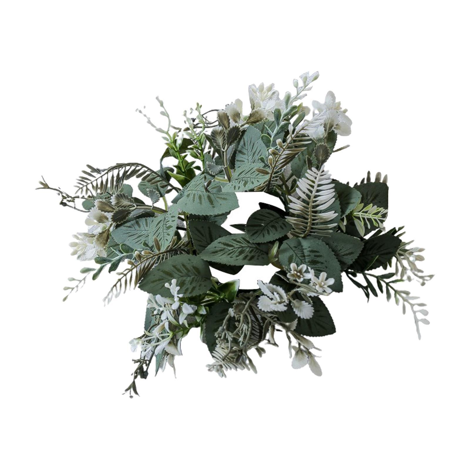 Greenery Candle Wreath Pillar Candle Rings Wreath Pillar Candle Holder Candle Garland for Bar Dining Table Party Living Room Decoration