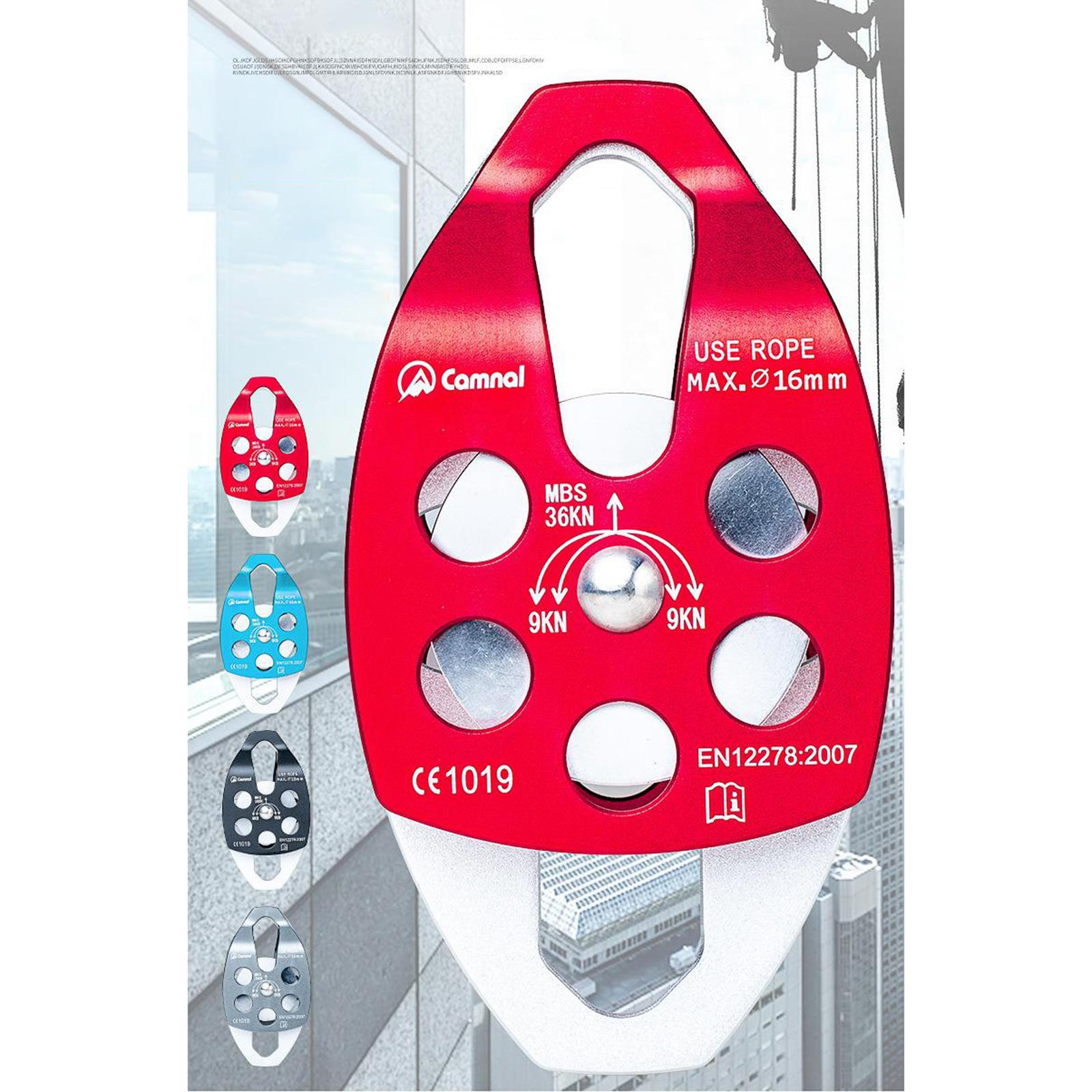 Climbing Pulley Double Sheaves 36KNRigging Caving Device for 16mm Rope Black