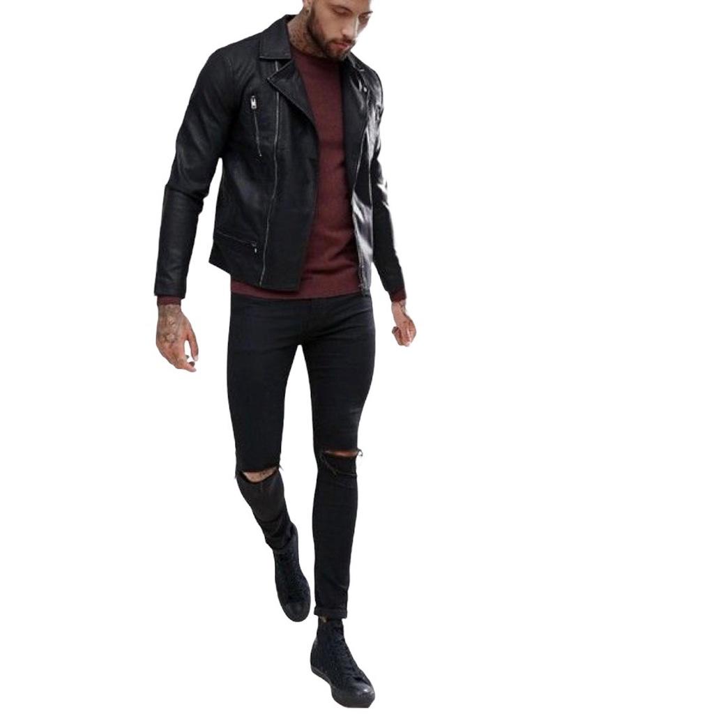 Quần Jean Nam The Luyn Black Màu Đen Rách Gối Mix-Match Năng Động Vải Dày Dặn Bền Lâu Khó Phai Màu