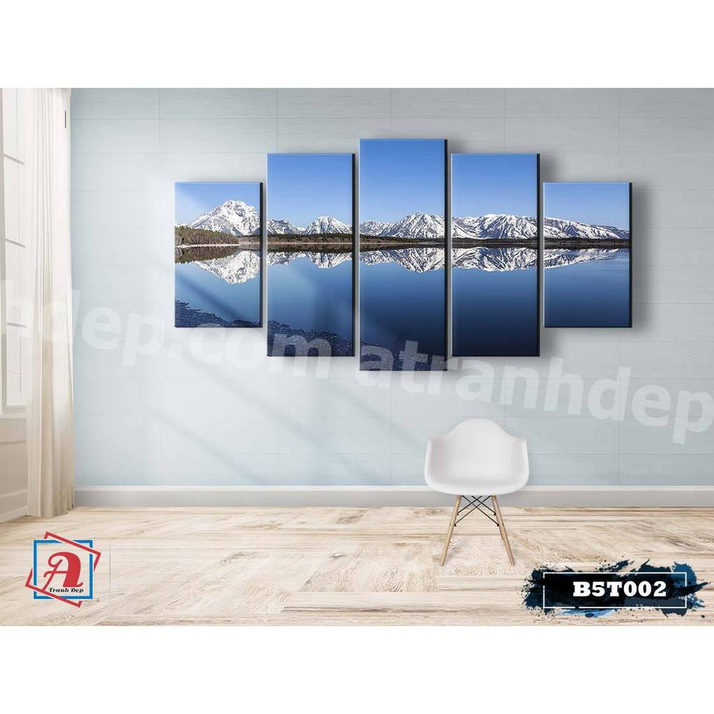 Bộ 5 tranh canvas treo tường phong cảnh núi tuyết – B5T002