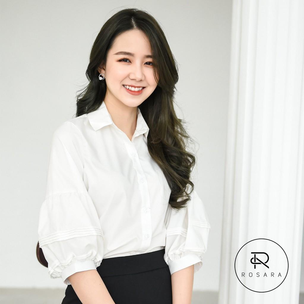 Áo sơ mi nữ trắng thời trang tay bồng Rosara SP84