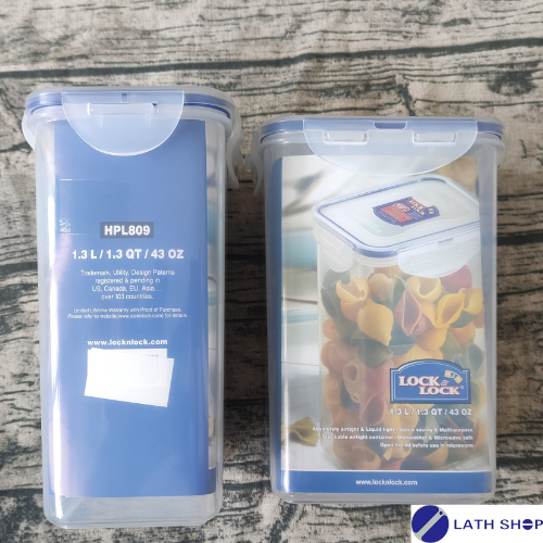 Bộ 2 Hộp Bảo Quản Thực Phẩm Lock&amp;Lock Cao- HPL809  Chất Liệu Nhựa PP, Nắp Có Ron Silicone 1.3L/1 Hộp - Hàng Chính Hãng