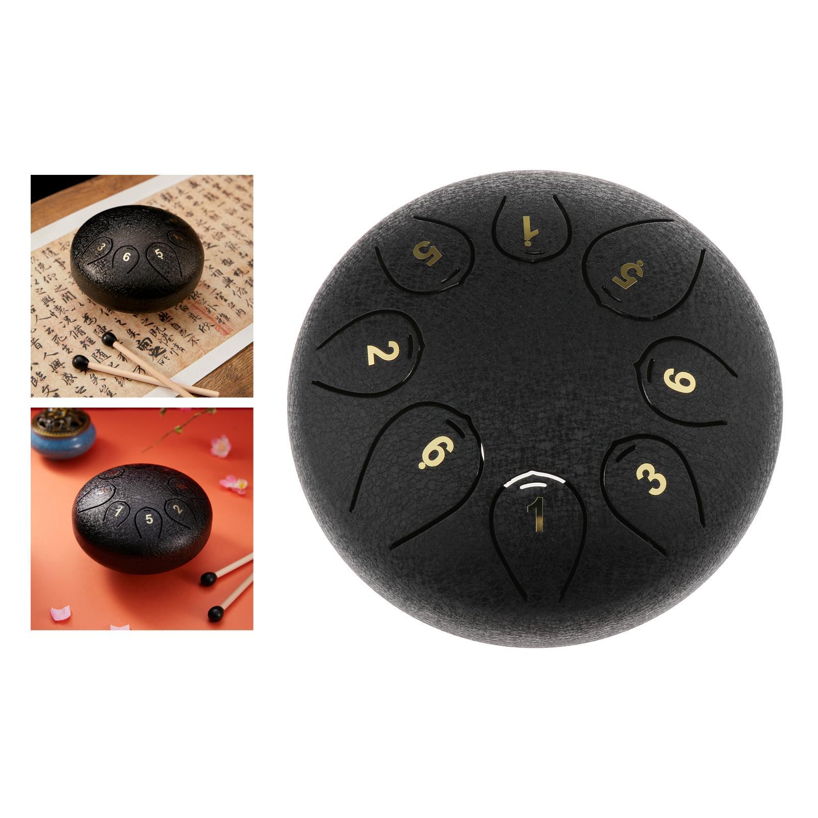 Steel Tongue Drum 6 inches 8 Notes C-Key Handpan Drum with Bag, Mallets Finger Sleeve for Musical Education Concert Yoga Meditation