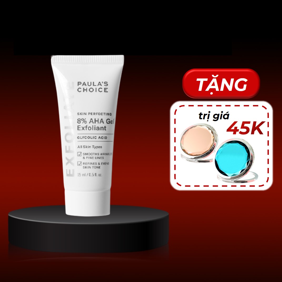 Gel Tẩy Tế Bào Chết Làm Mềm và Sáng Mịn Da Paula's Choice Skin Perfecting 8% AHA Gel Exfoliant 15ml + Tặng Kèm Gương Hai Mặt Màu Ngẫu Nhiên