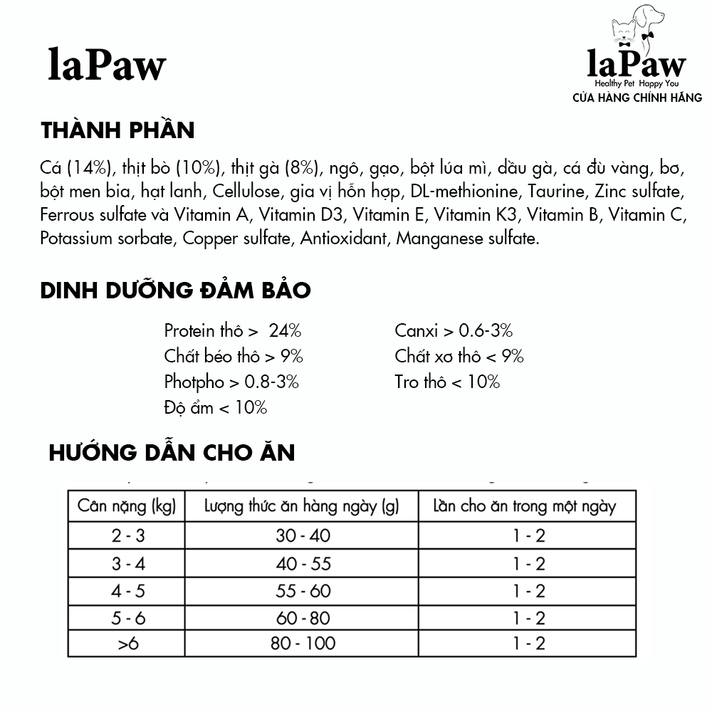 Hạt cho mèo trưởng thành hỗn hợp dinh dưỡng chuẩn Âu laPaw Gourmet 1KG