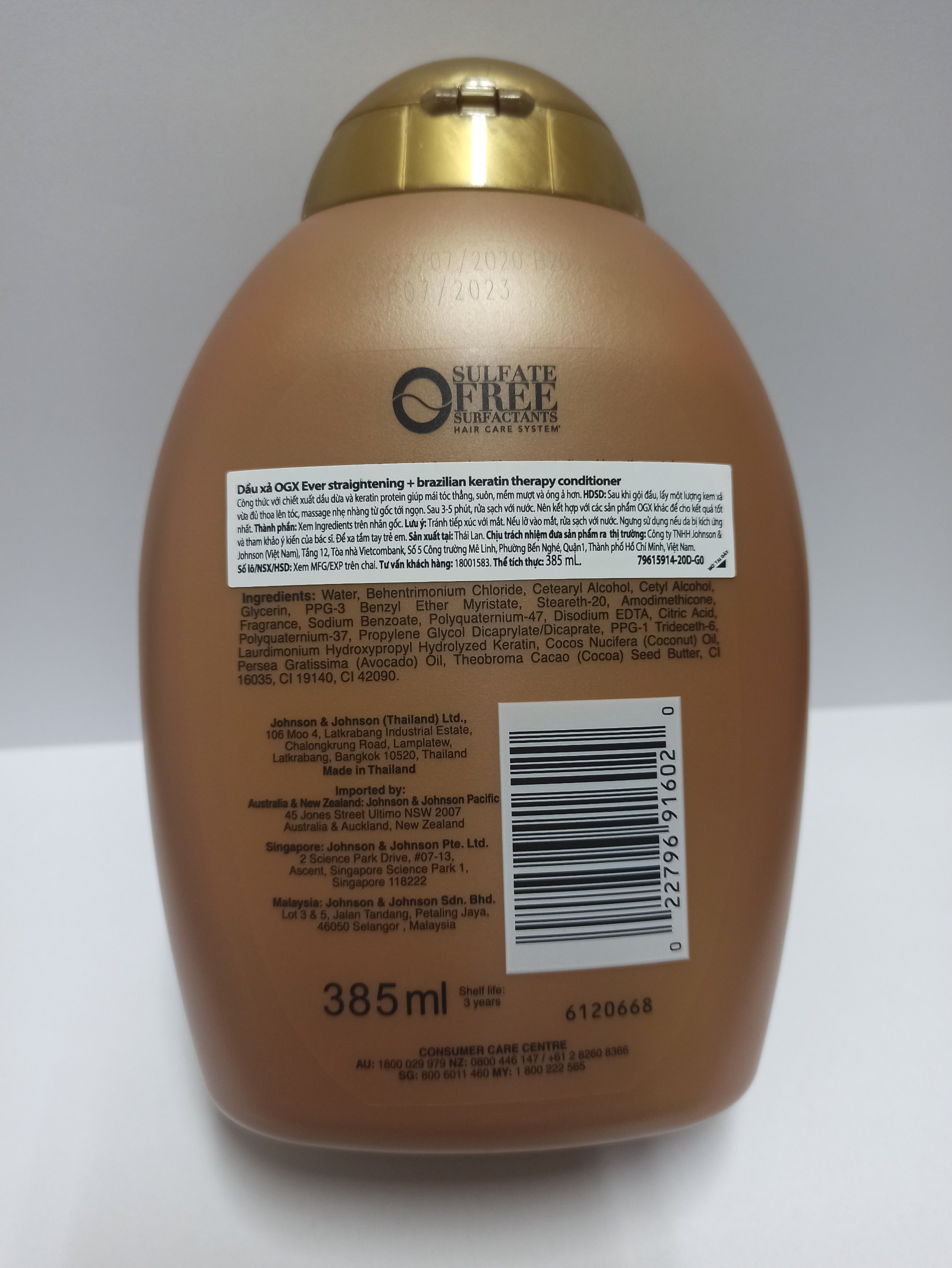 Dầu xả OGX Ever straightening brazilian keratin therapy 385ml - 101063814