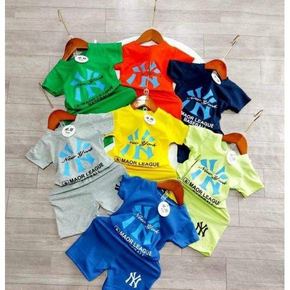 Bộ Quần Áo Cộc Tay In N Y Cho Bé Trai Chất Cotton