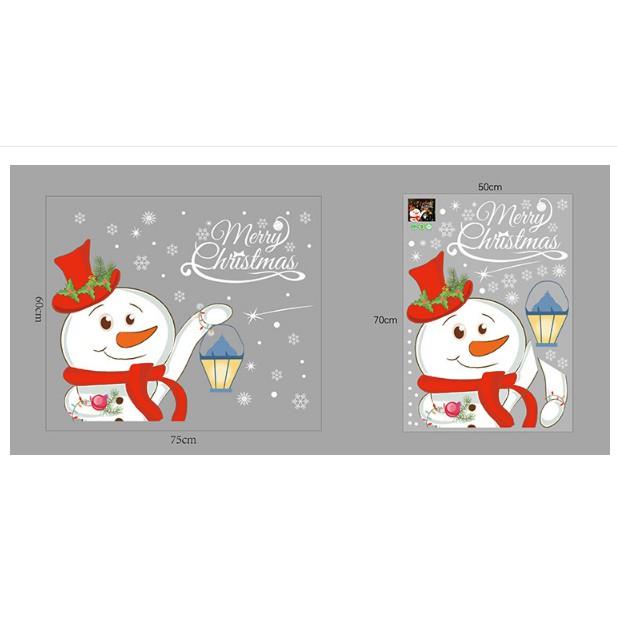 Decal trang trí tường Noel - Người Tuyết cầm đèn đáng yêu