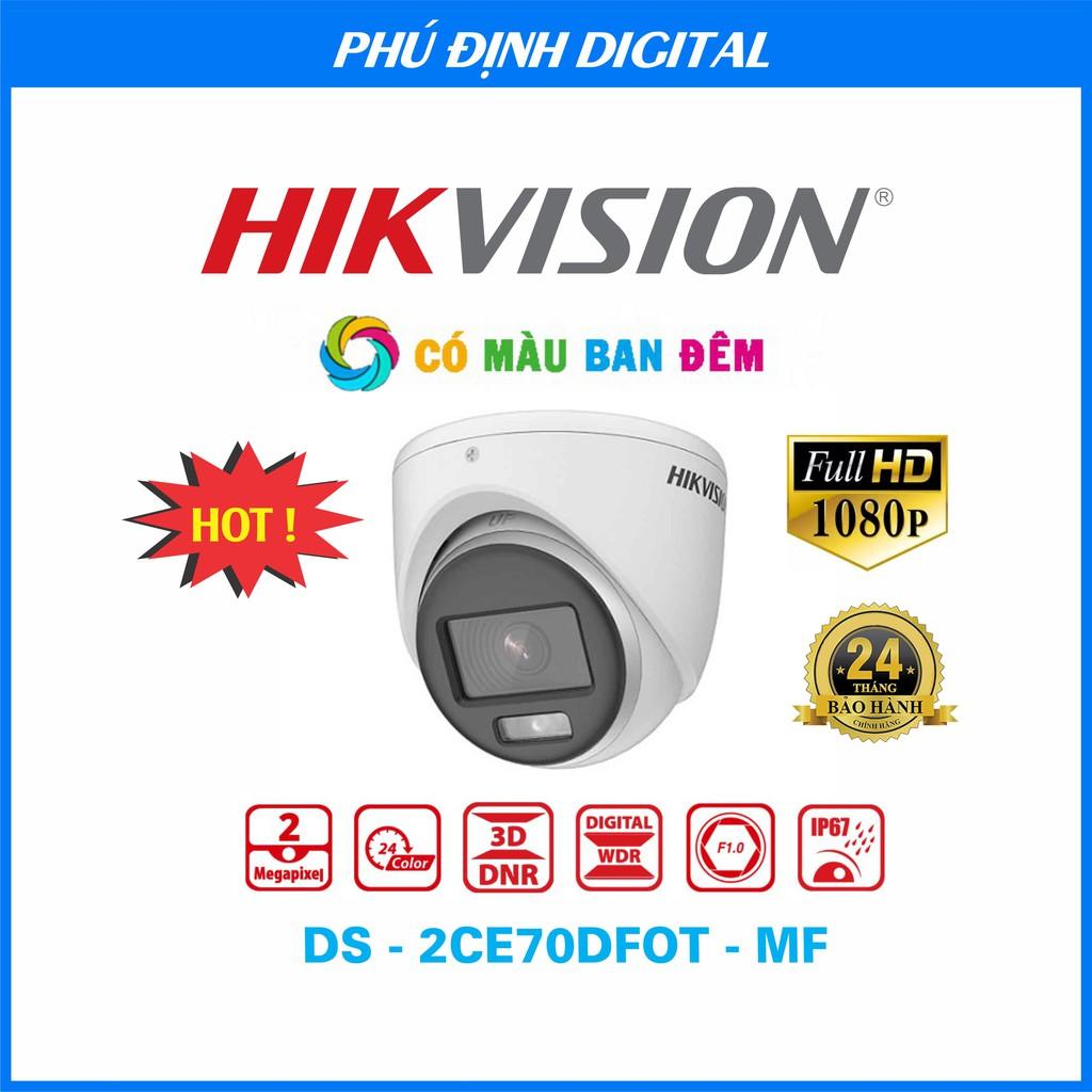 Camera HDTVI dome Hikvision FULL COLOR 2mp mã DS-2CE70DF0T-MF - Hàng Chính Hãng