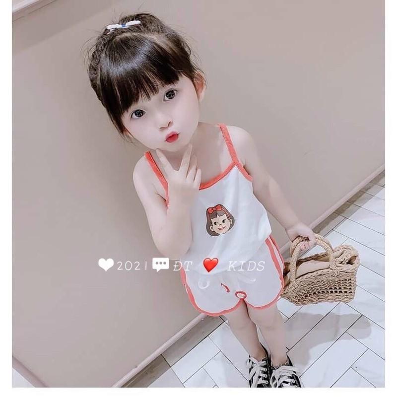 Bộ hai dây cotton 4 chiều hình cô gái cho bé gái từ 6-18kg