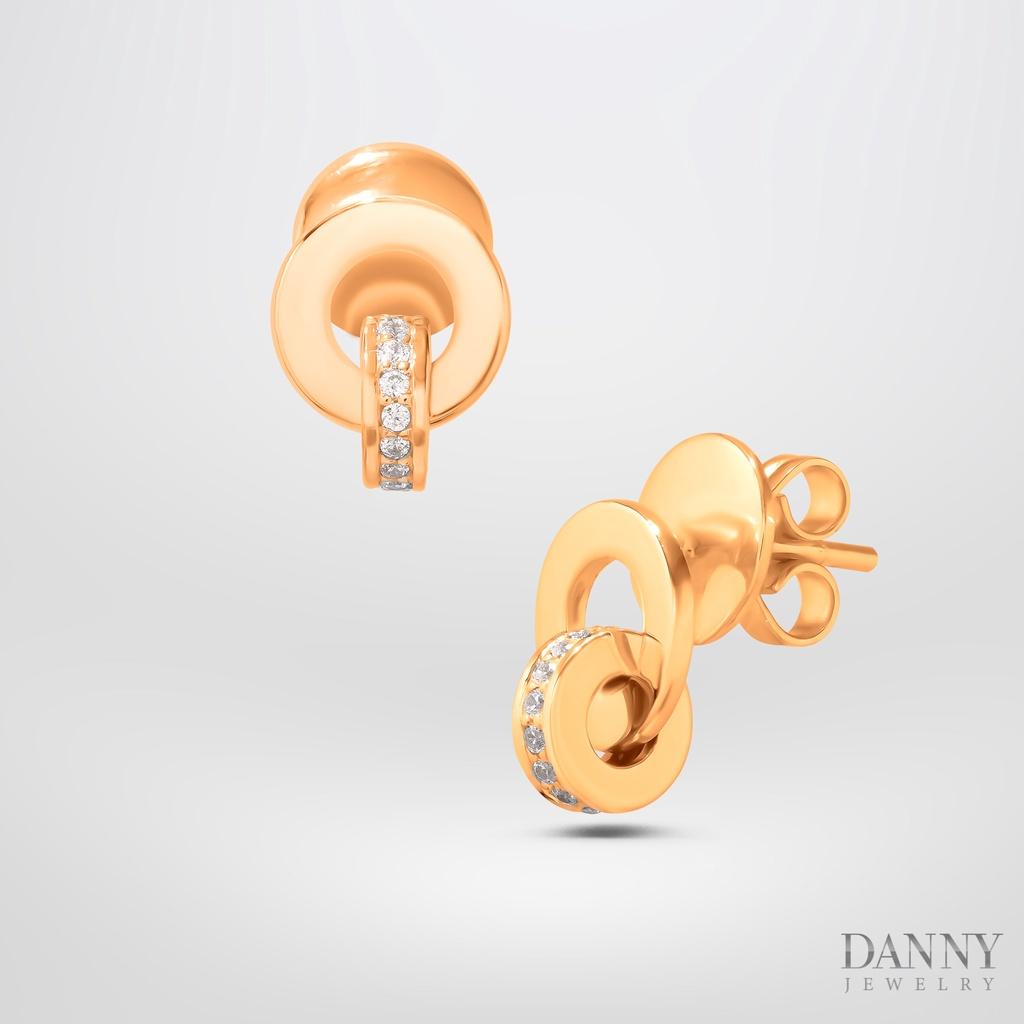 Bông Tai Nữ Danny Jewelry Bạc 925 Đính Đá CZ, Xi Vàng hồng/Rhodium BT0048