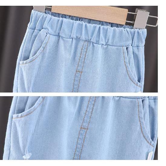 Set Bộ Sơ Mi Tay Ngắn Hoạ Tiết  Hoạt Hình Phối Quần Short Jean