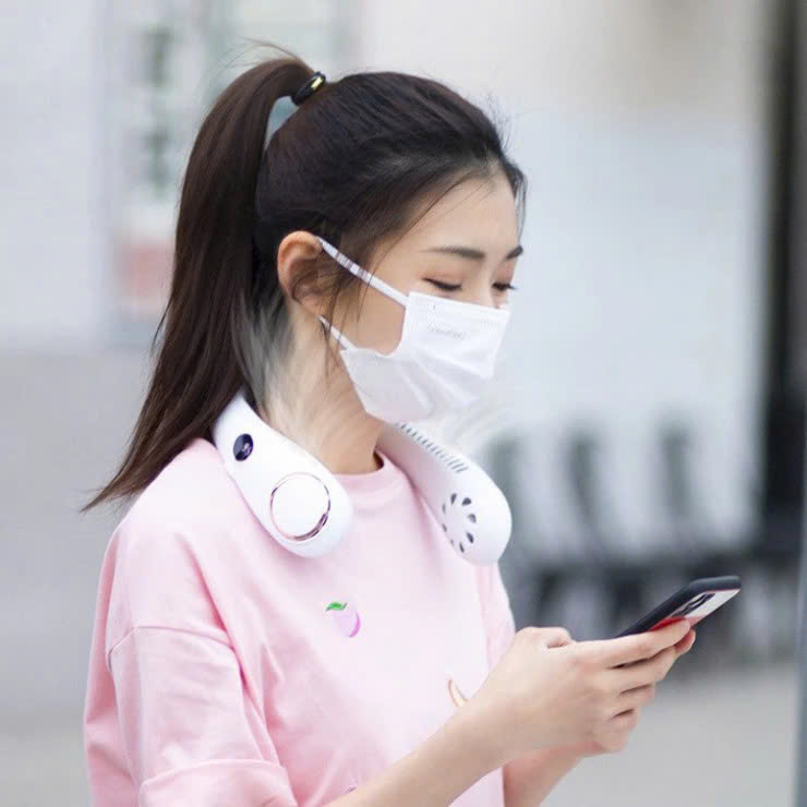 Quạt Đeo Cổ Không Cánh – Làm Mát Dịu Nhẹ, Pin Trâu, Màn Hình LED Hiện Đại