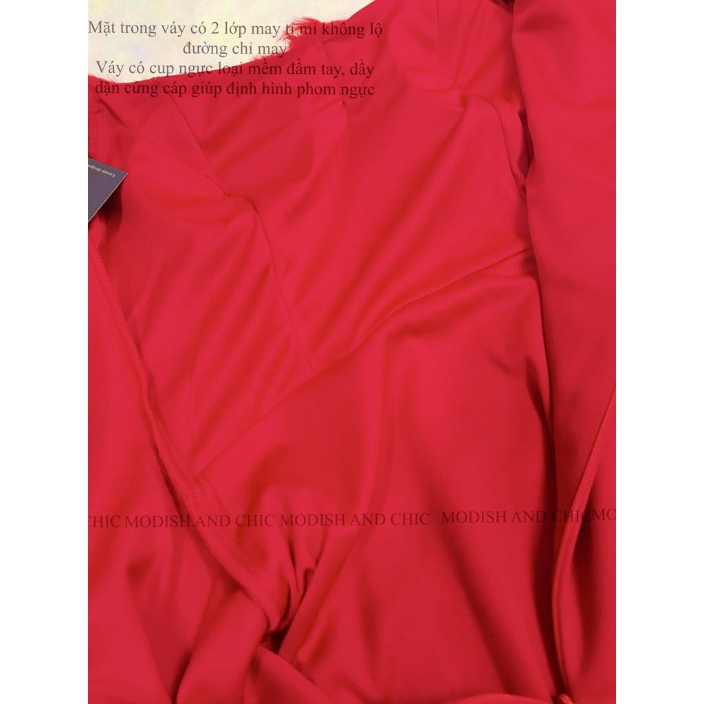 Váy Nhung đỏ body lông V066 - MC phân phối chính thức ( kèm ảnh thật shop tự chụp)