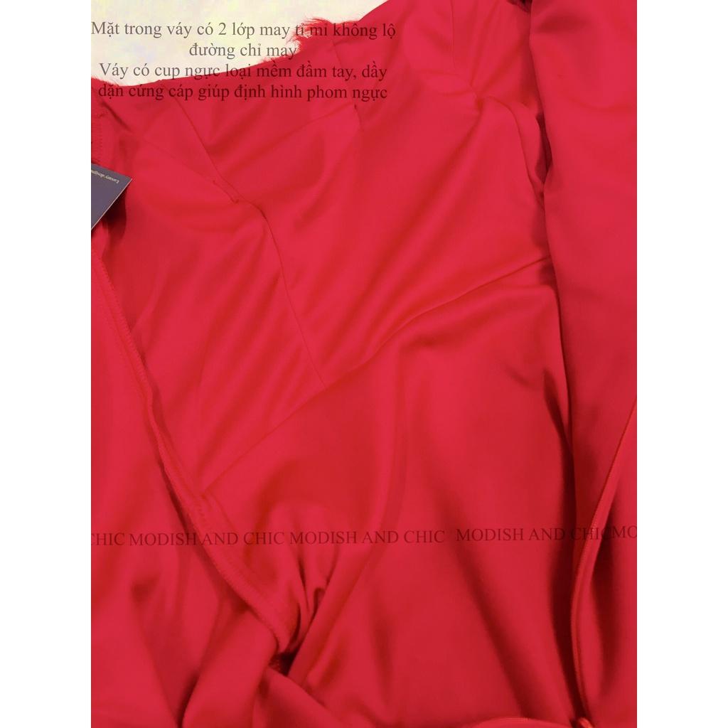 Váy Nhung đỏ body lông V066 - MC phân phối chính thức