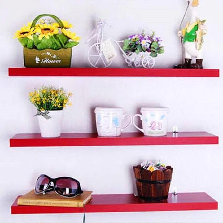 Kệ 3 thanh ngang 50x15cm gỗ lõi xanh chống ẩm COMA (màu tùy chọn) + TẶNG giá đỡ điện thoại hình thú cưng