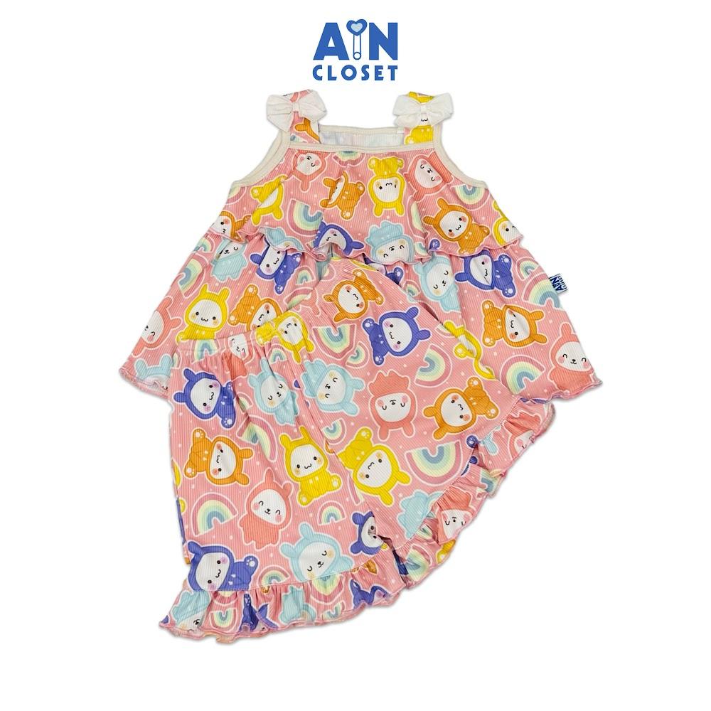 Bộ quần áo Ngắn bé gái hoạ tiết Em Bé Cầu Vồng Thun Cotton - AICDBGKODNH6 - AIN Closet