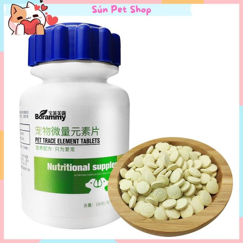 180 viên Vitamin cho chó mèo Borammy bổ sung Nguyên tố vi lượng, Canxi, Men tiêu hóa, Giải độc cho thú cưng