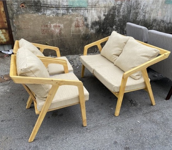 Ghế sofa Katana đôi gỗ cao su thanh lịch và hiện đại