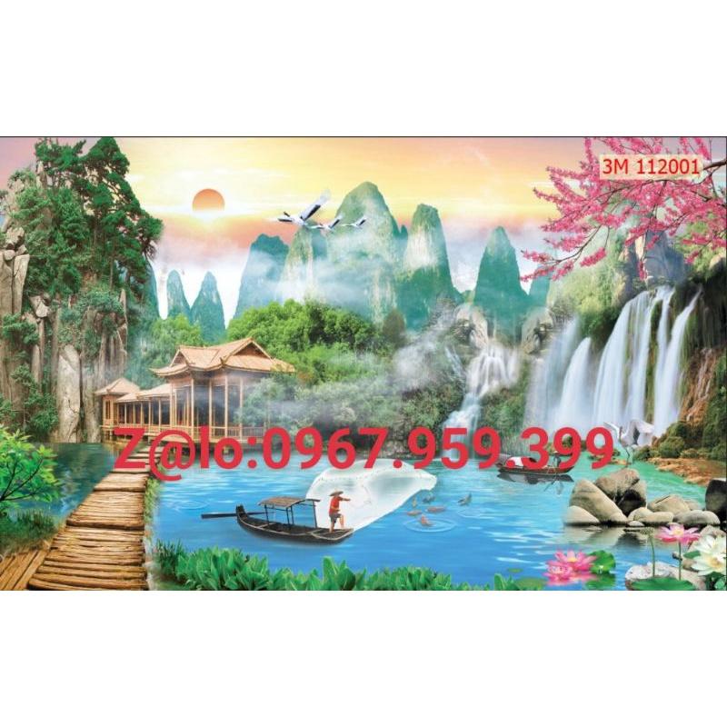 Tranh dán tường 3D tranh sơn thủy hữu tình tranh phong cảnh