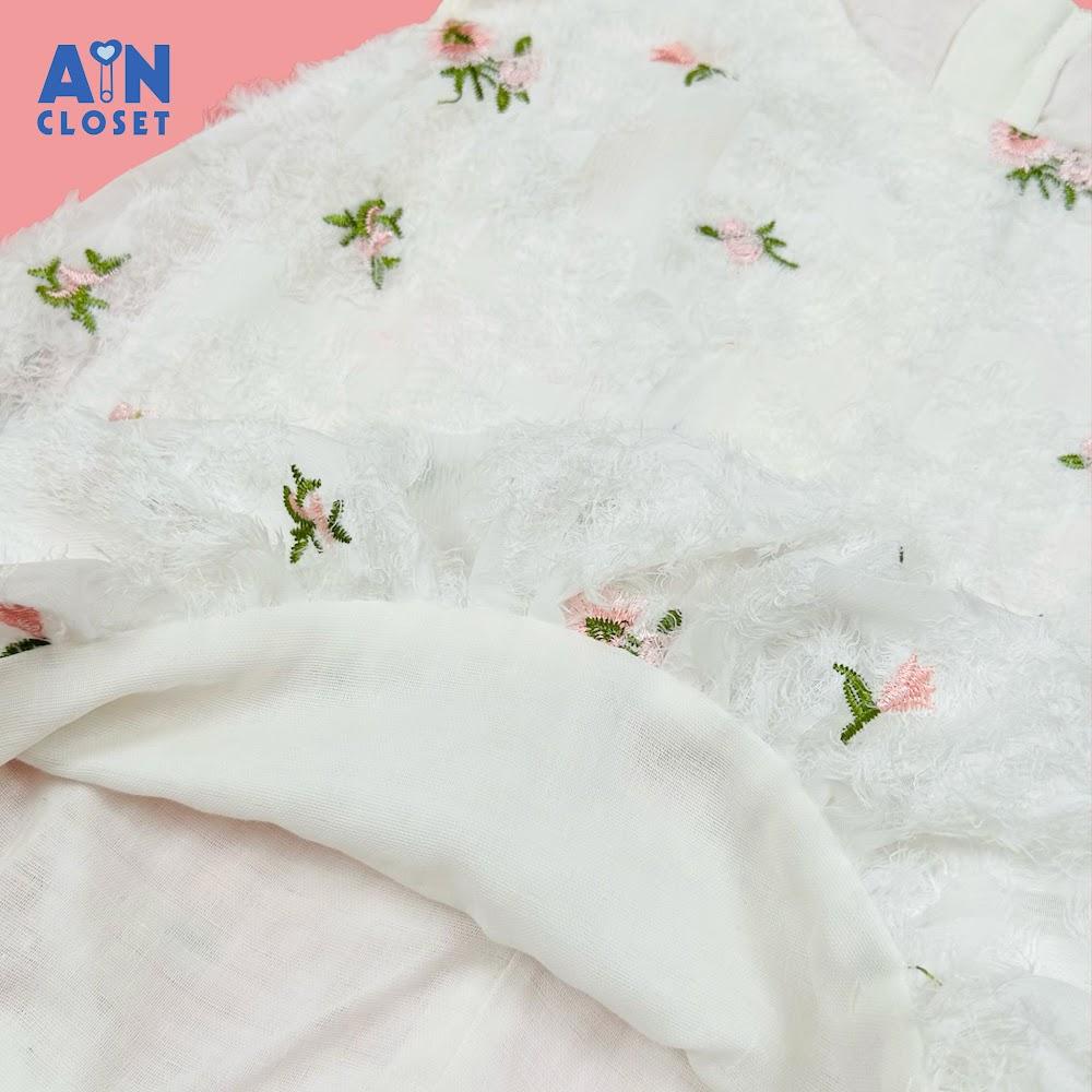 Đầm bé gái hoạ tiết Hoa Hồng Voan thêu trắng - AICDBGEXJWVG - AIN Closet