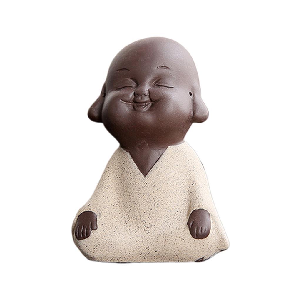 Ceramic Small Buddha Statue Baby Kids Monk Figurine Tea Pet Ornaments A.