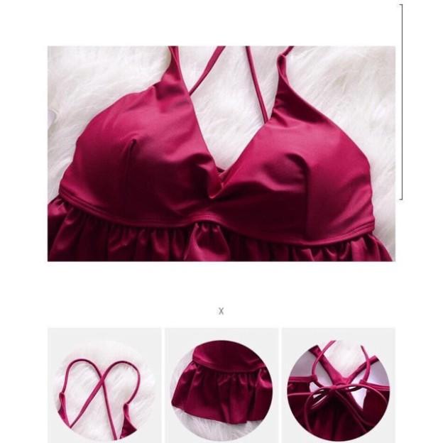 freeship Bikini hai mảnh đỏ nữ tính mặc đi biển