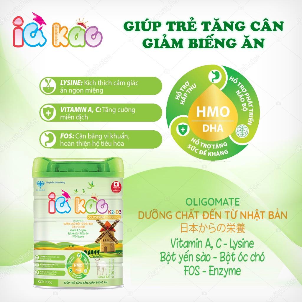 Combo sữa bột dê IQ KAO Goat BA giúp bé ăn ngon, tăng hệ miễn dịch và phát triển toàn diện hộp 900g