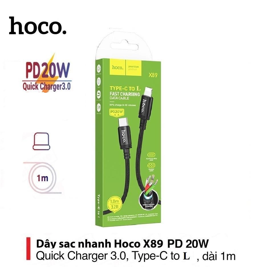 Dây Sạc Nhanh PD 20W Cho Iphone hoco. X89 dài 1M dây dù chống đứt chống rối siêu bền hỗ trợ truyền dữ liệu - Hàng Chính Hãng