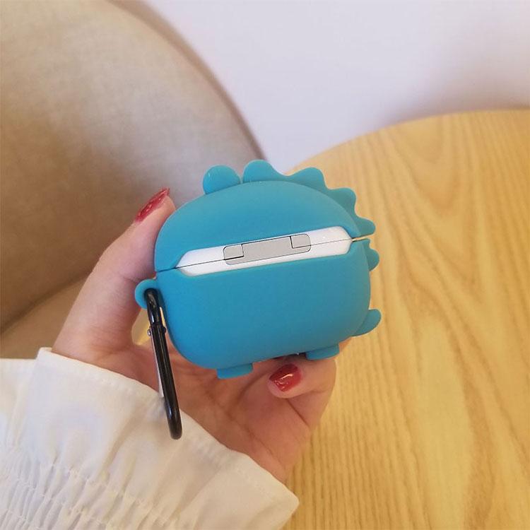 Airpods Pro case - Ốp bảo vệ dành cho Airpods Pro Hình Khủng Long Xanh 12595_ Tặng Kèm Móc Khóa Dây Da