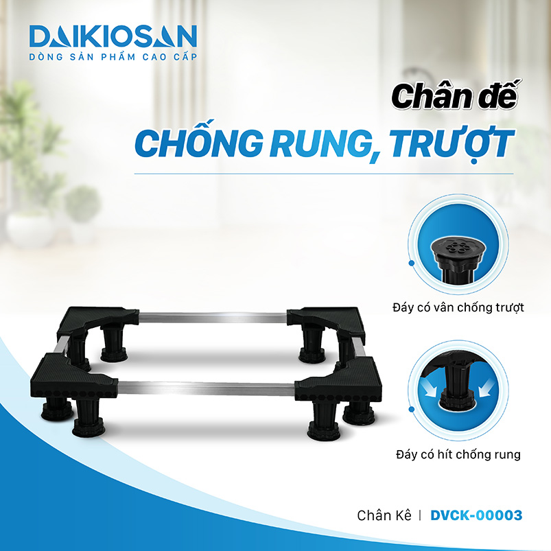 [GIÁ SỐC] Chân kê máy giặt, tủ lạnh DVCK-00003 loại 8 trụ nhựa có điều chỉnh độ cao (Nhựa, Inox loại tốt)