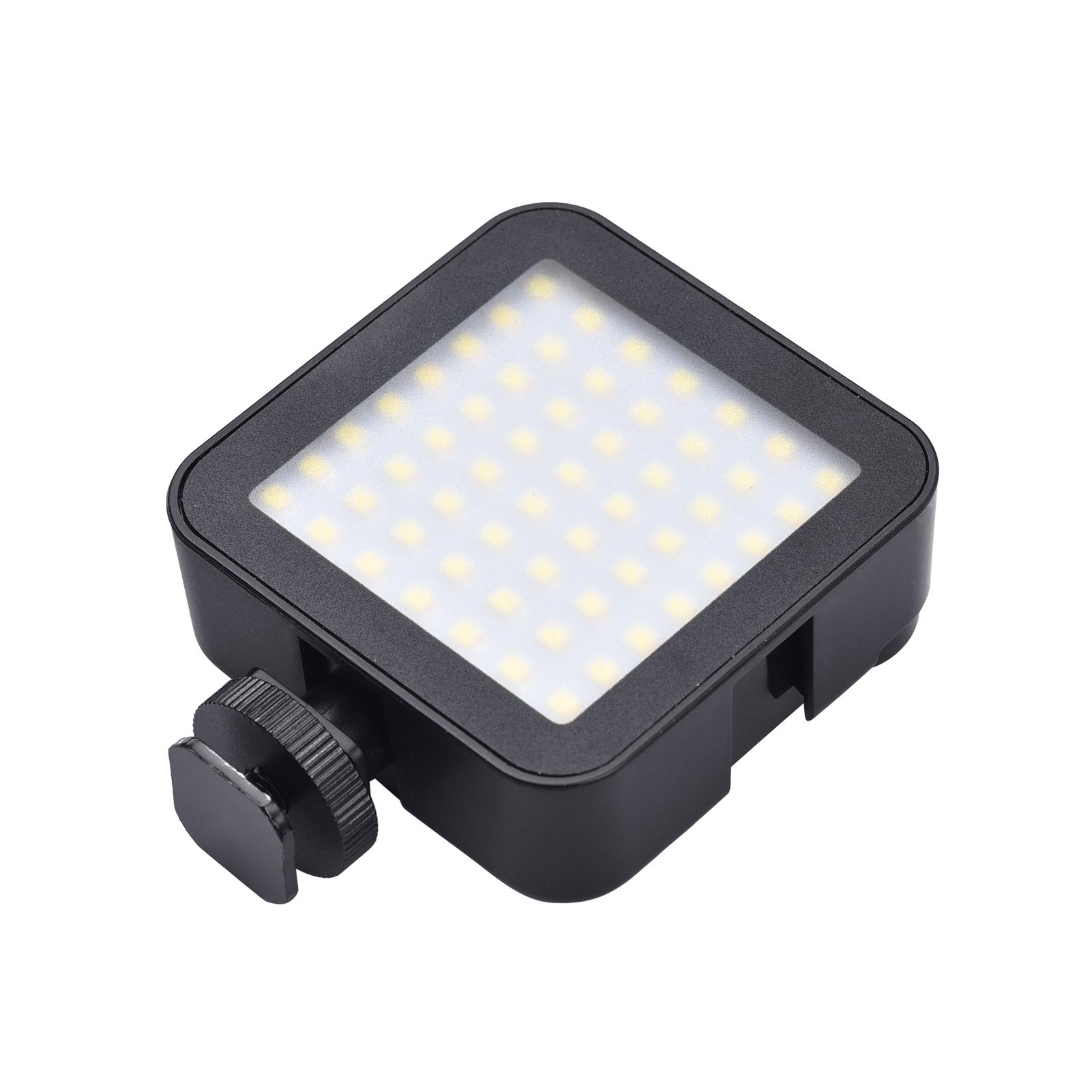 Đèn LED chụp ảnh video nhỏ 5.5W với Giá đỡ cho máy quay phim, livestream - Màu đen - Không bao gồm 2 pin AA