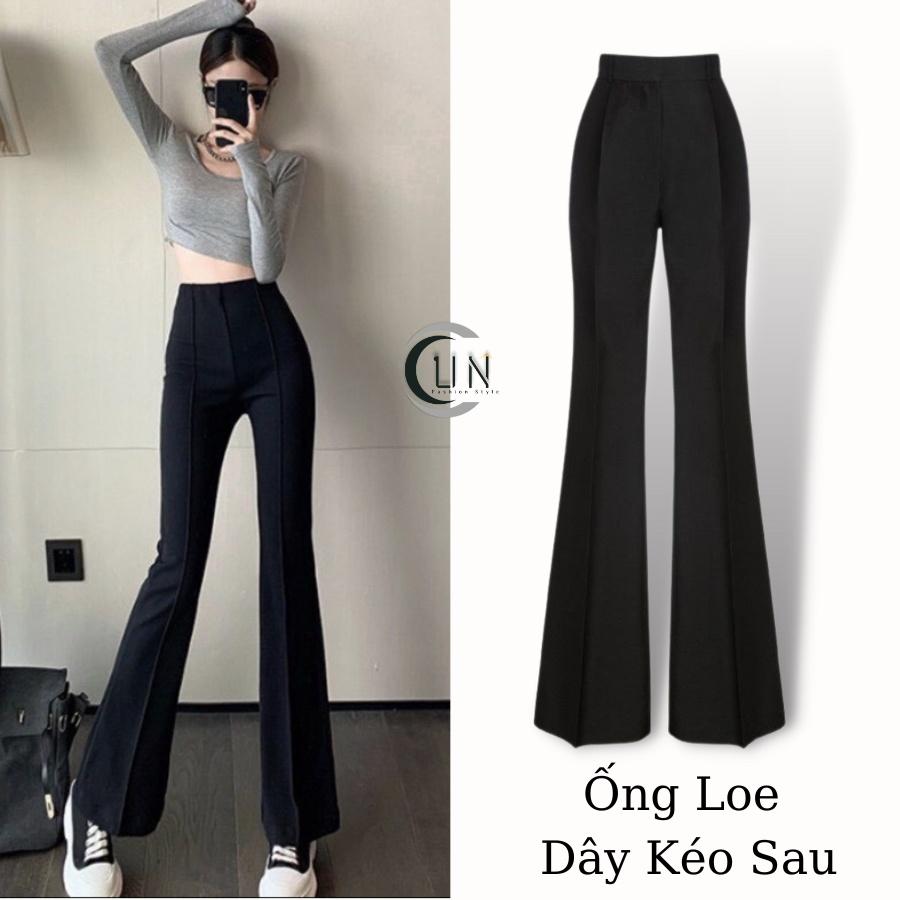 Quần ống loe lưng cao chât cotton co giãn cho nữ siêu tôn dáng,thích hợp cho nàng đi làm,đi dạo