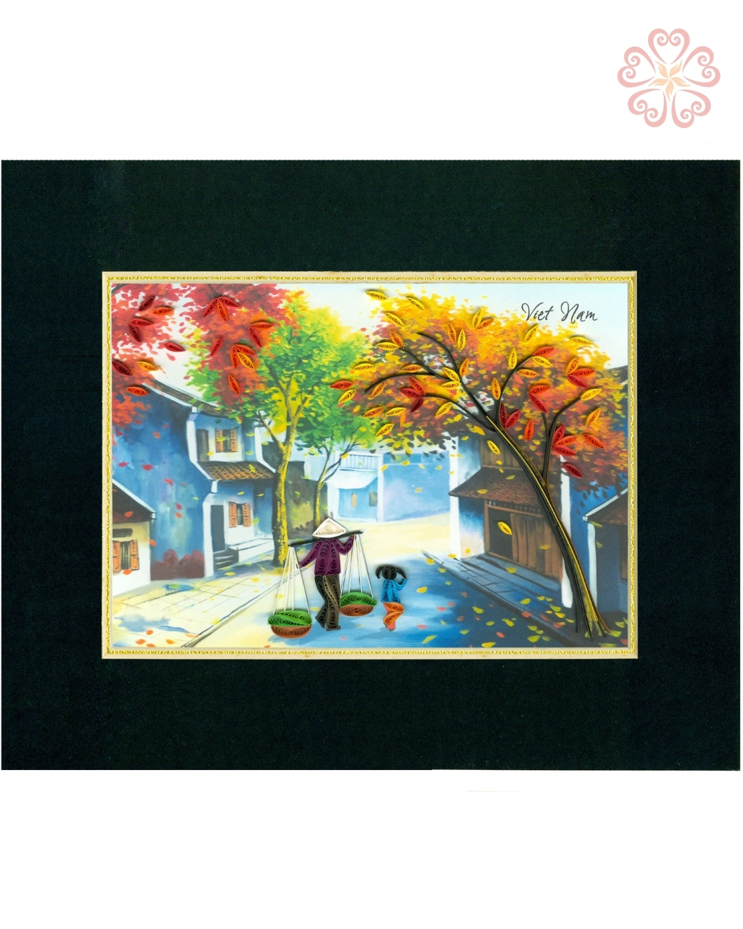 “Tranh Quilling Nghệ Thuật Giấy Xoắn – Phố Cổ Việt Nam Một Chiều Mùa Thu | Kích Thước 25 x 20 cm – Trang Trí & Quà Tặng Handmade”