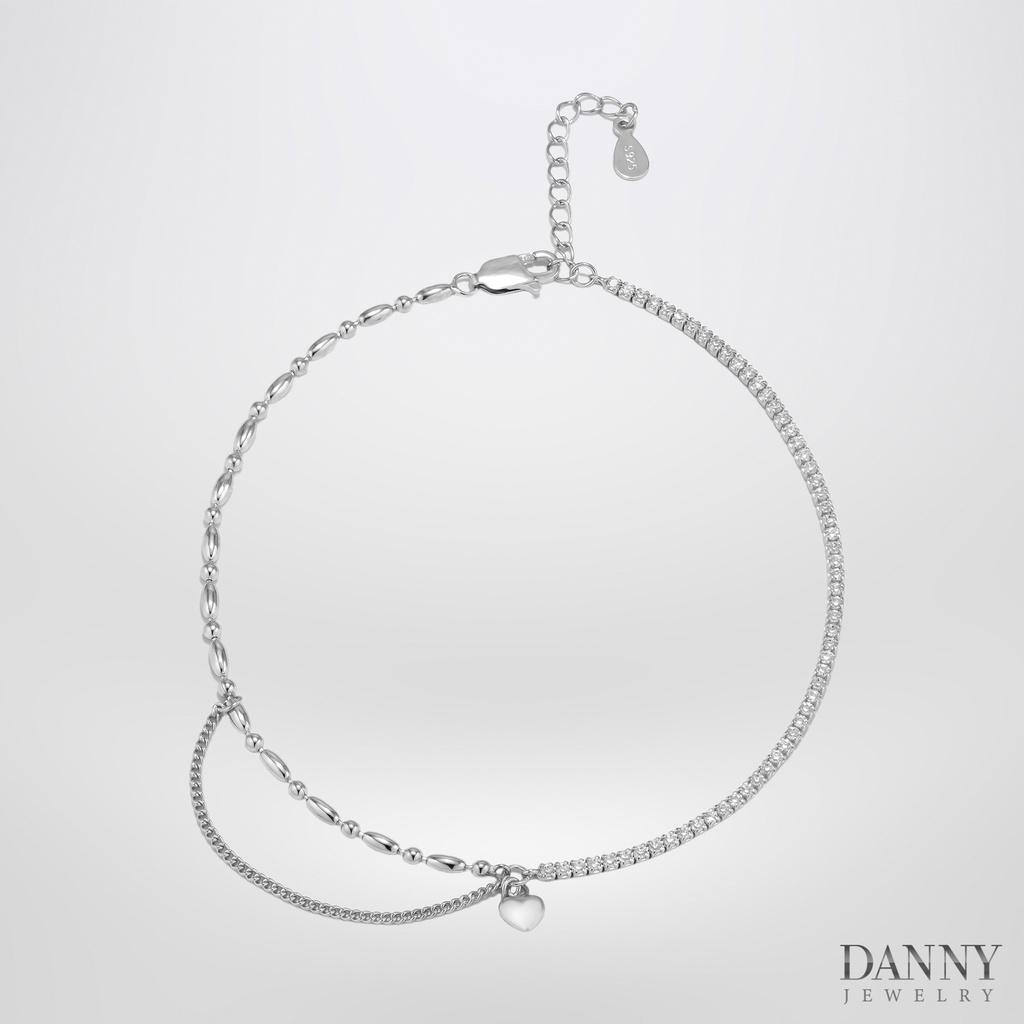 Lắc Chân Danny Jewelry Bạc 925 Xi Rhodium Kiểu Đính Đá LACY449